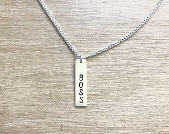 Boss charm necklace, Sterling silver charm necklace, boss gift, boss necklace, boss jewelry, boss appreciation gift