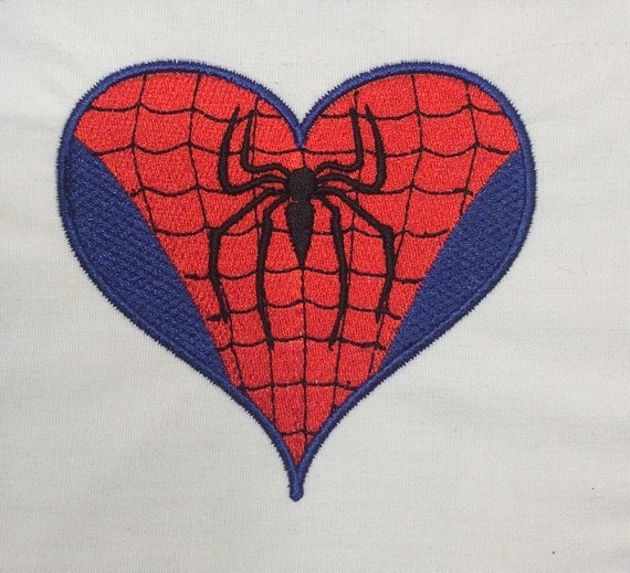 Spiderman heart machine embroidery design 4x4 and 2.5x2.5 from