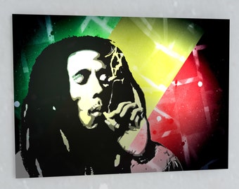 Bob Marley Stencil, Spray Painted, Canvas, Marley, Smoking, Bob, Reggae, Jamaica, Jamaican Art, smoking, reggae, bob marley art, spray paint