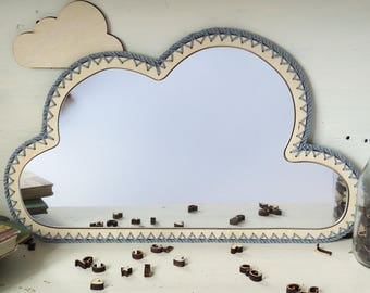 Cloud Wall Mirror - Fun Shaped Mirror - Playful Room Decor - Kids First Mirror - Scandi Style - New Born Nursery Gift - Head In The Clouds