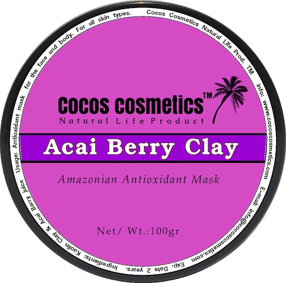 Acai Berry Clay - 100% Natural Brazilian Acai Berry - Antioxidant and Vitamins facial clay detox mask