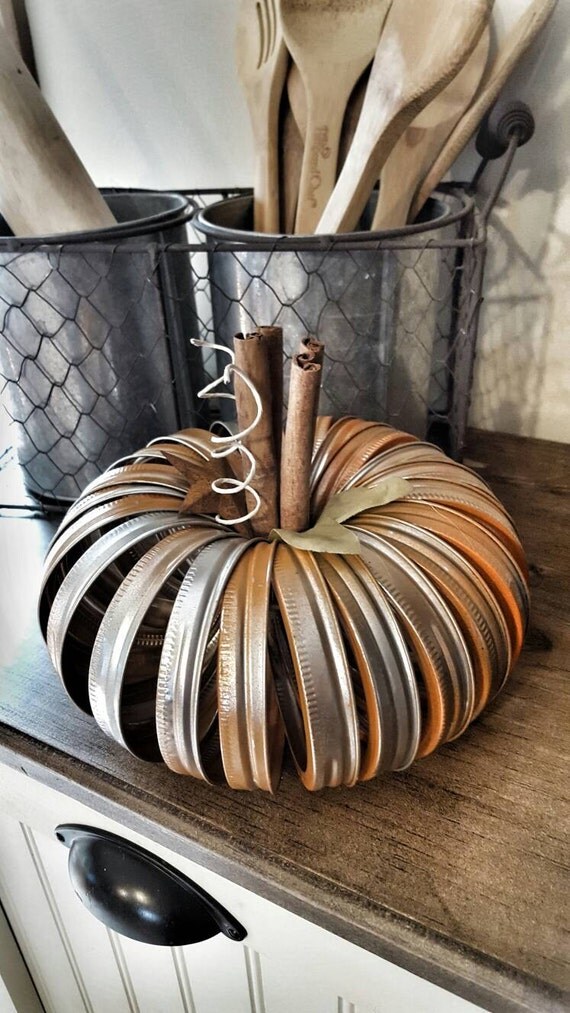Items similar to Wide Mouth Mason Jar Ring Pumpkin on Etsy