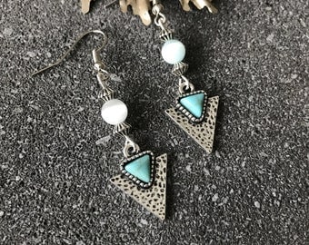 Earrings turquoise triangles - indian - spirit - boho