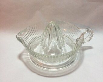Citrus Juicer - Squeezer - Pressed Glass - Clear - Vintage