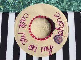 Call Me On My Shell Phone Women's Floppy Sun Hat