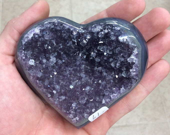 Amethyst Druzy Heart Hand Carved Large 3" X 2 1/2" From Brazil Amethyst Heart \ Reiki \ Amethyst Crystal \ Christmas Gift \ Amethyst Cluster