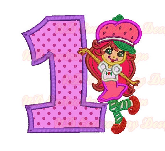 1st Strawberry Shortcake Embroidery Applique Design First