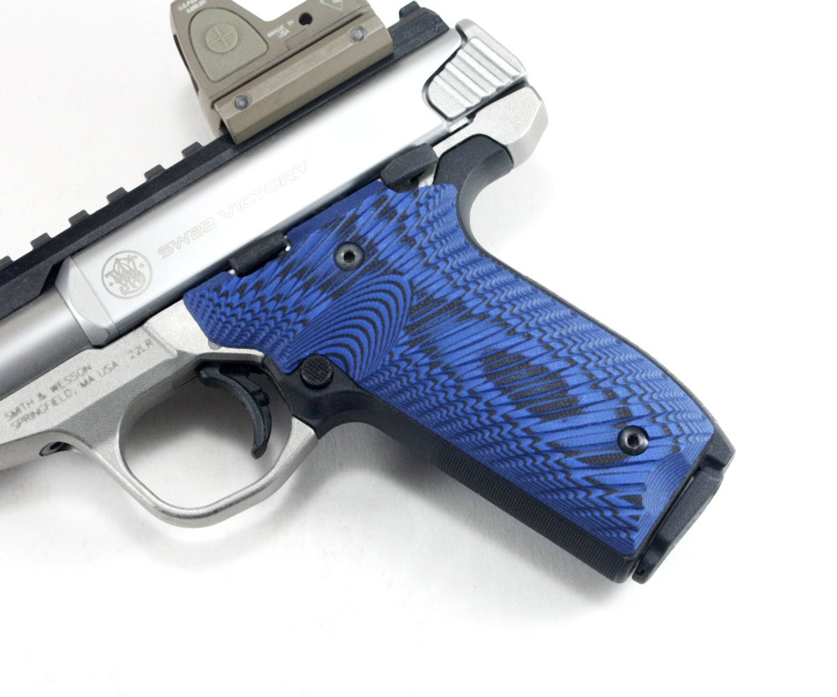 S&W Victory 22 Grips Blue/Black G10 Made in the USA
