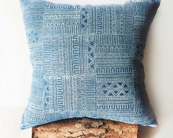 Mali Pillow | hand pressed block print textile, linen pillow case, mud cloth print