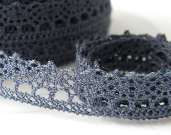 Ribbon cotton lace - Sold by 10 cms - Le Banneton de Kate - sewing - ardoise (grey) - color 39 - FROU FROU - lace - fashion - haberdashery.