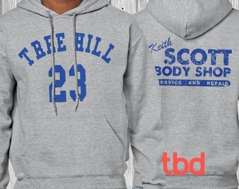 Vintage One Tree Hill KEITH SCOTT Body Shop Mens Unisex Sport Grey Hoodie (hoodie sweatshirt ravens vintage look women clothing)