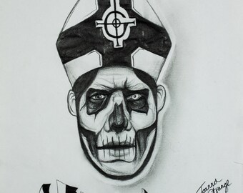 Papa Emeritus Ghost BC drawing art print by Joanna Strange