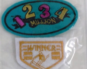 2 Patches/Appliques/"1234 Million" 1.75" By 2.5' And "Winner" 1.75" By 1.25"/Free Shipping Within The Cont, USA