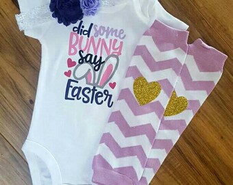 Did Some Bunny say Easter bodysuit- girl's Easter shirt, Easter shirt for girls, baby Easter bodysuit, Easter Bunny shirt