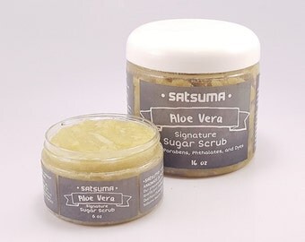 Aloe Vera Sugar Scrub - Hand Scrub/Travel Size Scrub (6 oz) or Regular (16 oz) - Signature Collection