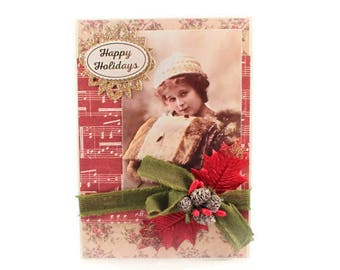Christmas Card, Holiday Card, Xmas Card, Victorian Style, Retro Style, Nostalgic Christmas, Vintage Style, Luxury Card, Fancy Card, Handmade