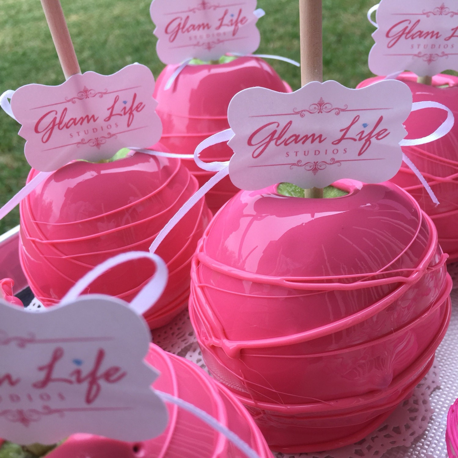 Half Dozen Large Candy Apples Hot Pink Candy Apples Candy