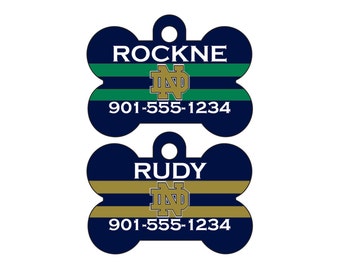 Notre Dame Fighting Irish Pet Id Tag for Dogs and Cats Personalized w/ Name & Number