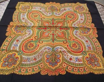 SALE! 50% off russian scarf Soviet Floral Shawl Vintage Romania wool old shawl russian neckerchief romanian style women Gift chale russe