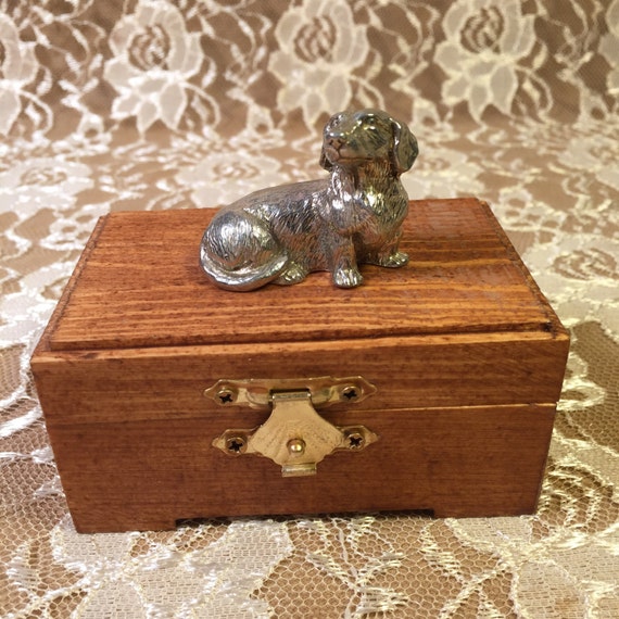 Pewter Dachshund Dog Music Jewelry or Trinket Box. You Can