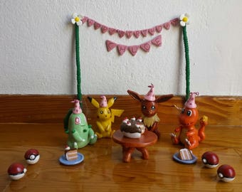 Pokemon Cake Toppers || Choose Any 4 Pokemon You Want !! || Keepsake Cake Toppers || Pokemon Birthday || Pokemon Polymer Clay Figures