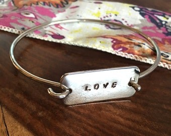 Simple silver bracelet / love bracelet / silver wire bracelet / wire bracelet / personalized bracelet / custom bracelet / bangle bracelet