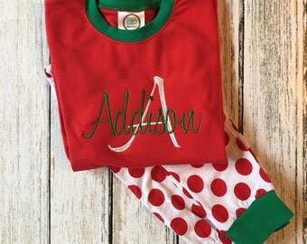 Christmas Pajamas, boys, boys monogrammed, applique, girls, christmas, pajamas, pjs, childrens