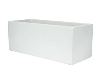 Belmont Rectangle Modern Planter Box - White. Made from hand laid fiberglass. For Indoor and outdoor garden use. Various sizes available.
