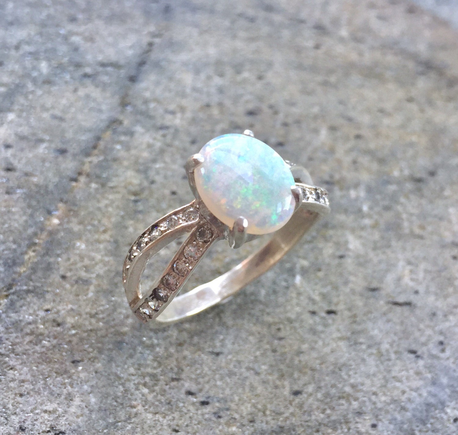 Opal Ring Natural Opal Ring Opal Engagement Ring Australian