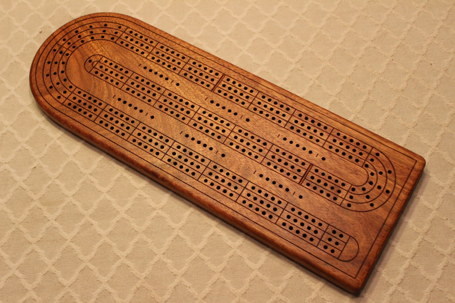 Large Jatoba Deluxe 3 Track Cribbage Board. Christmas Gift.
