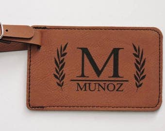 Personalized Leather Luggage Tag, Custom Engraved Luggage Tag, Bag Tags Personalized, Engraved Luggage Tag, Seven Colors Available