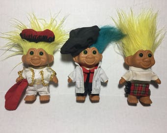 1991 TNT Troll Dolls, Spain Matador and Scotland Troll Doll