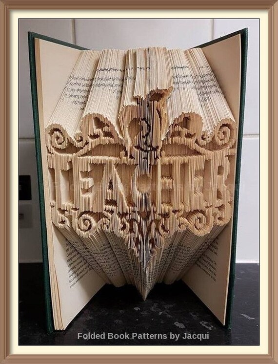 Teacher Framed. Book Folding Pattern.