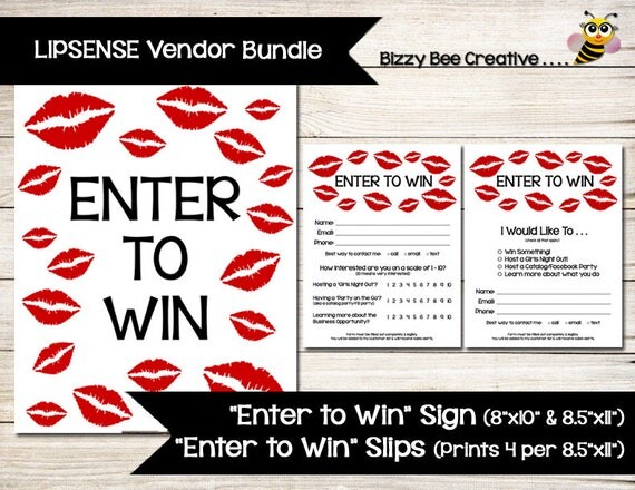 lipsense enter to win sign raffle ticket drawing slip enter to win sign
