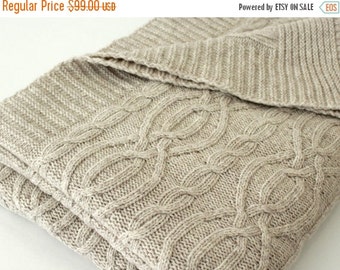 Analogie Cable Knit Blanket - Heather Brown main image 1