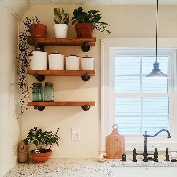 Floating shelf | Etsy - Industrial Floating Shelves, Set of 3 Open Kitchen Shelves, 12