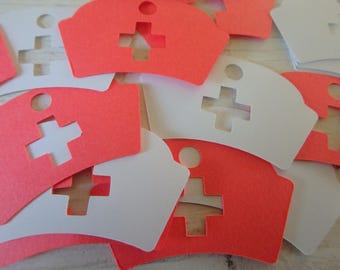 70 Nurse Tags, Nurse Confetti, Nurse themed graduation party, Nurse garduation decor, Nurse party favors, Nurse party tags, Nurse Hats
