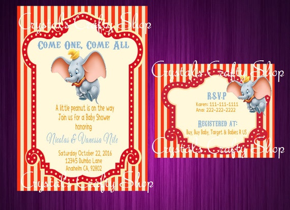 Dumbo Baby Invitations 2