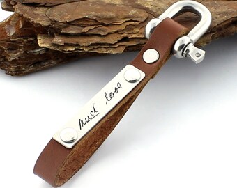 Personalized Handwriting Keychain, Actual Handwriting, Custom Handwriting, Handwriting Gift, Leather Key Chain, Custom Keychain, Mens Gift