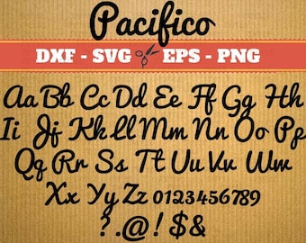 SVG fonts for cricut, Monogram,Pacifico, svg font alphabet, Svg Font; Svg, Dxf, Eps, Png; Cursive Svg Font, svg fonts, svg font alphabet