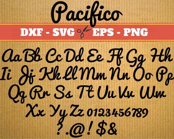 Download SVG fonts for cricut MonogramPacifico svg font alphabet