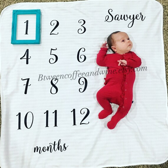 Monthly Baby Blanket New Baby Gift Baby by BtweenCoffeeAndWine