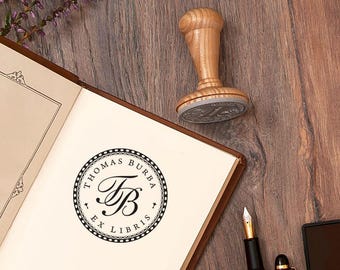 EX LIBRIS STAMP - Book Library Stamp - Bookplate Stamp Gift - Initial Rubber Stamp - Buchstempel ExLibris - Ex Libris Timbro