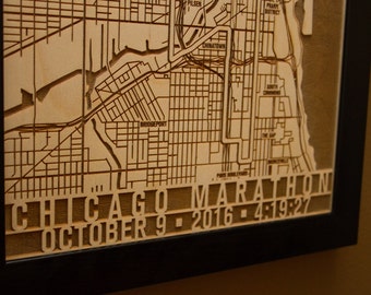 Chicago Marathon Personalized Laser Engraved Map