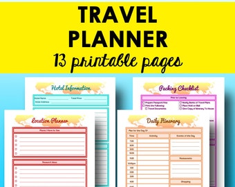 Travel Planner, Printable Travel Journal, Printable Vacation Planner, Trip Organizer, Vacation Journal, Trip Planner, Instant Download