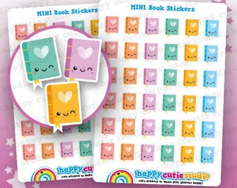 36 Cute Book/Reading Planner Stickers, Filofax, Erin Condren, Happy Planner, Kawaii, Cute Sticker, UK