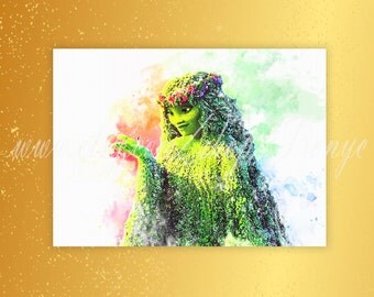 Moana Watercolor Print, TE FITI Poster, Mother Earth Goddess from MOANA, Oceania Princess, Disney prints, birthday party decorations, T-129