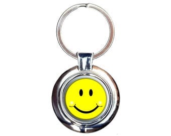 Happy Smiley Face Keychain Key Ring
