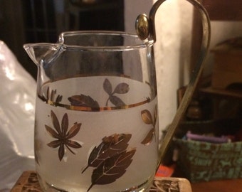 Vintage 22k Libbey Frosted Mid Century Pitcher