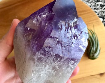 Natural large Amethyst crystal point from Bolivia, 1lb. 8.7 oz./703 grams, free standing natural Bolivian amethyst